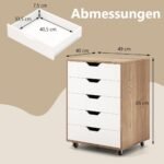 Mobilus komodos su 5 stalčiais ir ratukais (Natūrali)