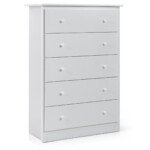 Siaura 5 stalčių komoda 80x40x115 cm (Balta)