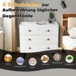 Moderni spintelė keturiais stalčiais (Balta)