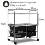 Mobilus 4 stalčių vežimėlis su metaliniu rėmu (Juoda)