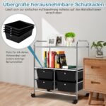Mobilus 4 stalčių vežimėlis su metaliniu rėmu (Juoda)