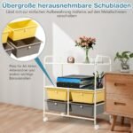 Mobilus keturių stalčių vežimėlis su metaliniu rėmu (Geltona)