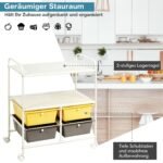 Mobilus keturių stalčių vežimėlis su metaliniu rėmu (Geltona)