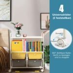 Mobilus keturių stalčių vežimėlis su metaliniu rėmu (Geltona)