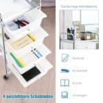 Daiktų laikymo vežimėlis su 4 stalčiais ir metaliniu rėmu (Skaidri)