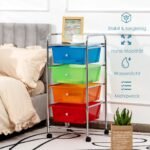 Daugiafunkcis vežimėlis su keturiais stalčiais ir metaliniu rėmu (Spalvota)