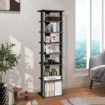 8 pakopų medinė batų lentyna (Juoda)