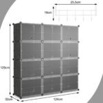 Modulinė 48 porų batų lentyna su šoniniais kabliais (Juoda)