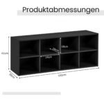 Medinė batų spintelė su sėdimąja vieta ir 8 atviromis lentynomis (Juoda)