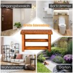 Medinė batų spintelė su sėdyne ir dviem lentynom (Ruda)