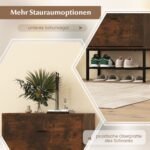 Siaura batų spintelė su 2 durelėmis ir atviromis lentynomis (Rustikali ruda)