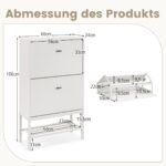 Kompaktiška batų spintelė su 2 atlenkiamomis durelėmis ir 4 lentynomis (Balta)