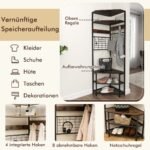 Kampinis rūbų ir batų stovas su dvylika kabliukų (Ruda)