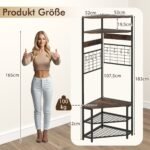 Kampinis rūbų ir batų stovas su dvylika kabliukų (Ruda)