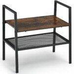 Dvipusis metalinio rėmo lentynų stovas (Ruda)