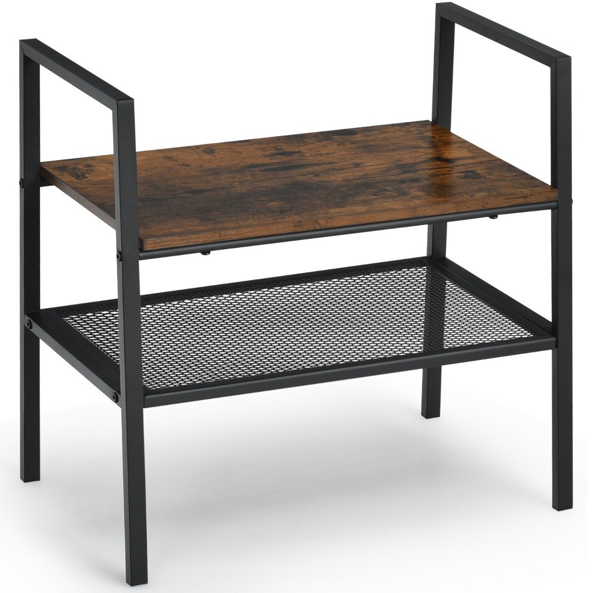 schuhregal-hw66424-1_10_ Dvipusis metalinio rėmo lentynų stovas (Ruda)