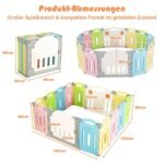 Sulankstomas vaikų žaidimų aptvaras su 14 panelių ir interaktyvia lenta (Spalvotas)