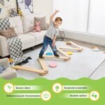 Medinis balansinis takelis su šešiais akmenimis vaikams (Natūrali)