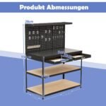 Tvirtas darbastalio su perforuota tvirtinimo plokšte 121 x 61 cm (Juoda)