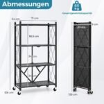 Sulankstoma 4 pakopų lentyna su ratukais 71 x 34 x 126 cm (Juoda)
