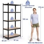 Metalinis penkių aukštų sulankstomas sandėliavimo stovas (Juoda)