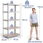 Tvirtas metalinis 5 lentynų surinkiamas stovas (Sidabrinė)