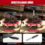 Reguliuojamo aukščio mechaniko vežimėlis su padėklu ir ratukais (Raudona ir juoda)