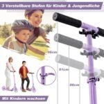 Sulankstomas paspirtukas su reguliuojamu vairu ir 110 kg keliamąja galia (Violetinė)