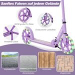 Sulankstomas paspirtukas su reguliuojamu vairu ir 110 kg keliamąja galia (Violetinė)