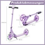 Sulankstomas paspirtukas su reguliuojamu vairu ir 110 kg keliamąja galia (Violetinė)