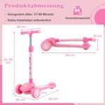 Sulankstomas vaikiškas paspirtukas su LED ratais ir galiniu stabdžiu (Rožinė)
