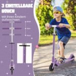 Reguliuojamo aukščio paspiriamasis motoroleris su LED ratukais (Violetinė)