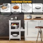 Virtuvės vežimėlis su stalviršiu ir ratukais (Balta)