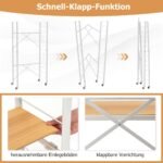 Sulankstomas virtuvės vežimėlis su 5 lentynomis ir nuimamais ratukais (Natūrali)