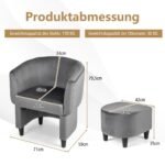 Sėdimasis fotelis su pėdų atrama paminkštintas medžio masyvo (Pilka)