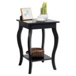 Stalas su papildoma lentyna 40x40x60 cm (Juoda)