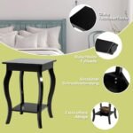 Stalas su papildoma lentyna 40x40x60 cm (Juoda)