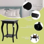 Daugiafunkcis dviejų pakopų staliukas raižytomis kojomis (Juoda)