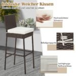 Komplektas iš 4 lauko kėdžių su atlošais ir pagalvėlėmis (Ruda)