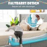 Sulankstoma vaikiškos lovytės apsauga su dirželiais (Mėlyna)