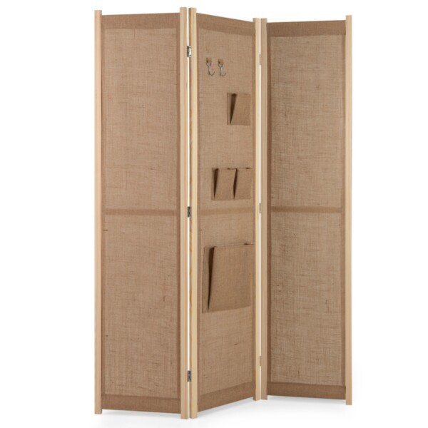 Erdvės daliklis su 4 kišenėmis ir 2 kabliukais (Natūrali)