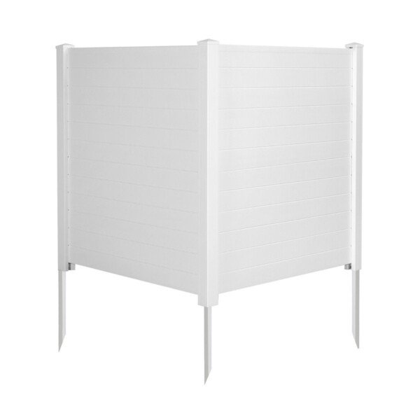 PVC sodo tvora su stulpais ir apsauginiais dangteliais 124 cm aukščio (Balta)