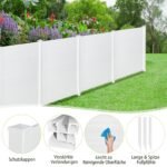 PVC sodo tvora su stulpais ir apsauginiais dangteliais 124 cm aukščio (Balta)