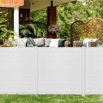 PVC sodo tvora su stulpais ir apsauginiais dangteliais 124 cm aukščio (Balta)