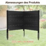 Tvirtas dviejų panelių HDPE lauko privatumo sienelė 115 cm aukščio (Juoda)
