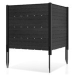 Tvirtas dviejų panelių HDPE lauko privatumo sienelė 115 cm aukščio (Juoda)