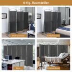 6 dalių sulankstomas pertvaros (Pilka)