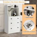 Sąnaudų taupymo komoda su trimis stalčiais ir atviromis lentynomis (Balta)