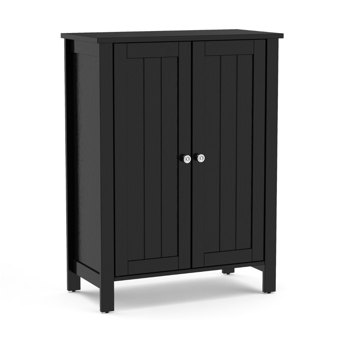 sideboard-12457_2_ Kompaktiška dviejų durų spintelė su reguliuojama lentyna (Juoda)