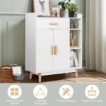 Dvi durelės stalčius ir atviri skyriai su laikymo sistema (Balta)